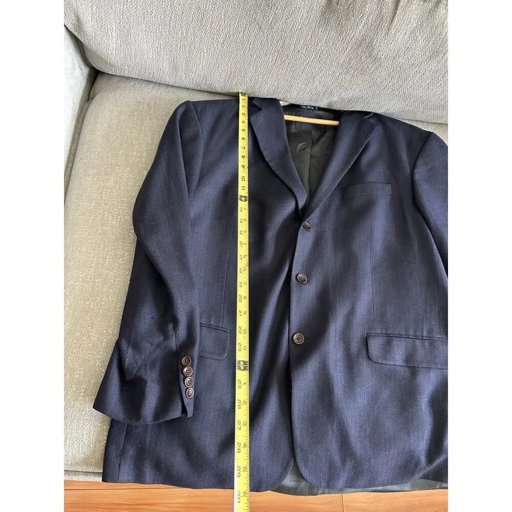 Nautica Silk Wool Blazer Sport Jacket 48R Preppy Coastal.Blue Old Money